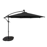 Guarda-Sol Suspenso LED 3 m com Base Tipo Leque Completa – Preto