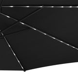 Guarda-Sol Suspenso LED 3 m com Base Tipo Leque Completa – Preto