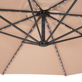 Guarda-Sol Suspenso LED 3 m com Base Tipo Leque Completa – Bege