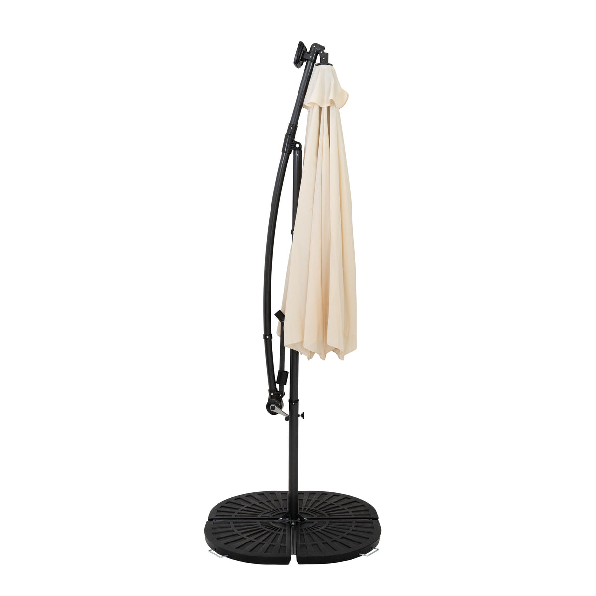 Guarda-Sol Suspenso LED 3 m com Base Tipo Leque Completa – Creme