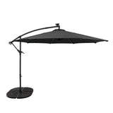 Guarda-Sol Suspenso LED 3 m com Base Tipo Leque Completa – Cinzento