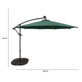 Guarda-Sol Suspenso LED 3 m com Base Tipo Leque Completa – Verde