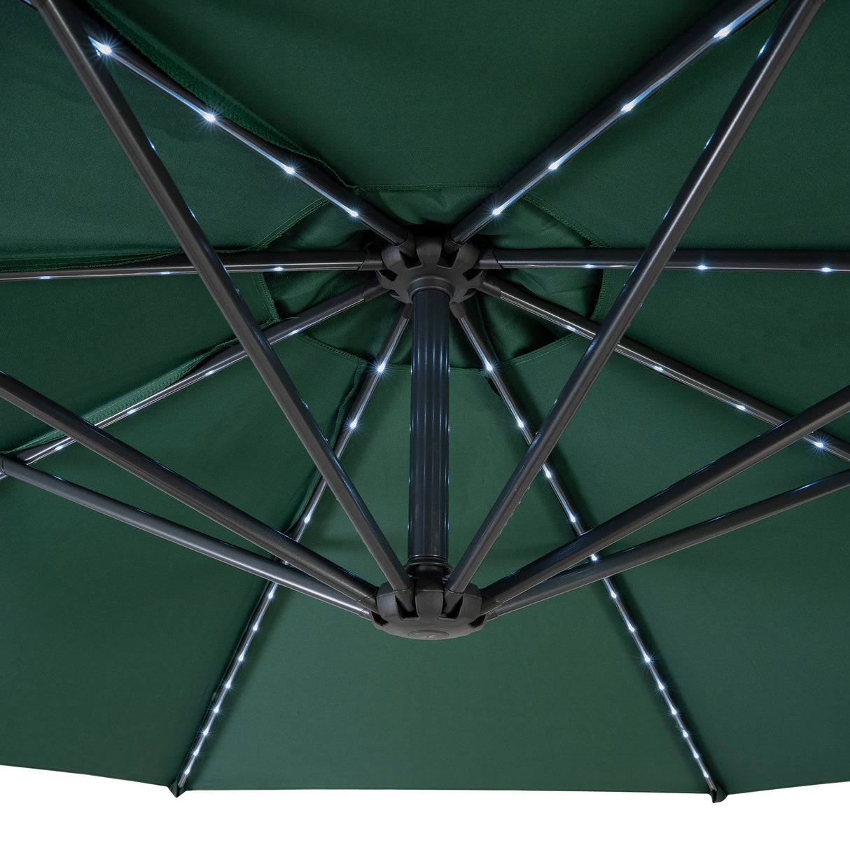 Guarda-Sol Suspenso LED 3 m com Base Tipo Leque Completa – Verde