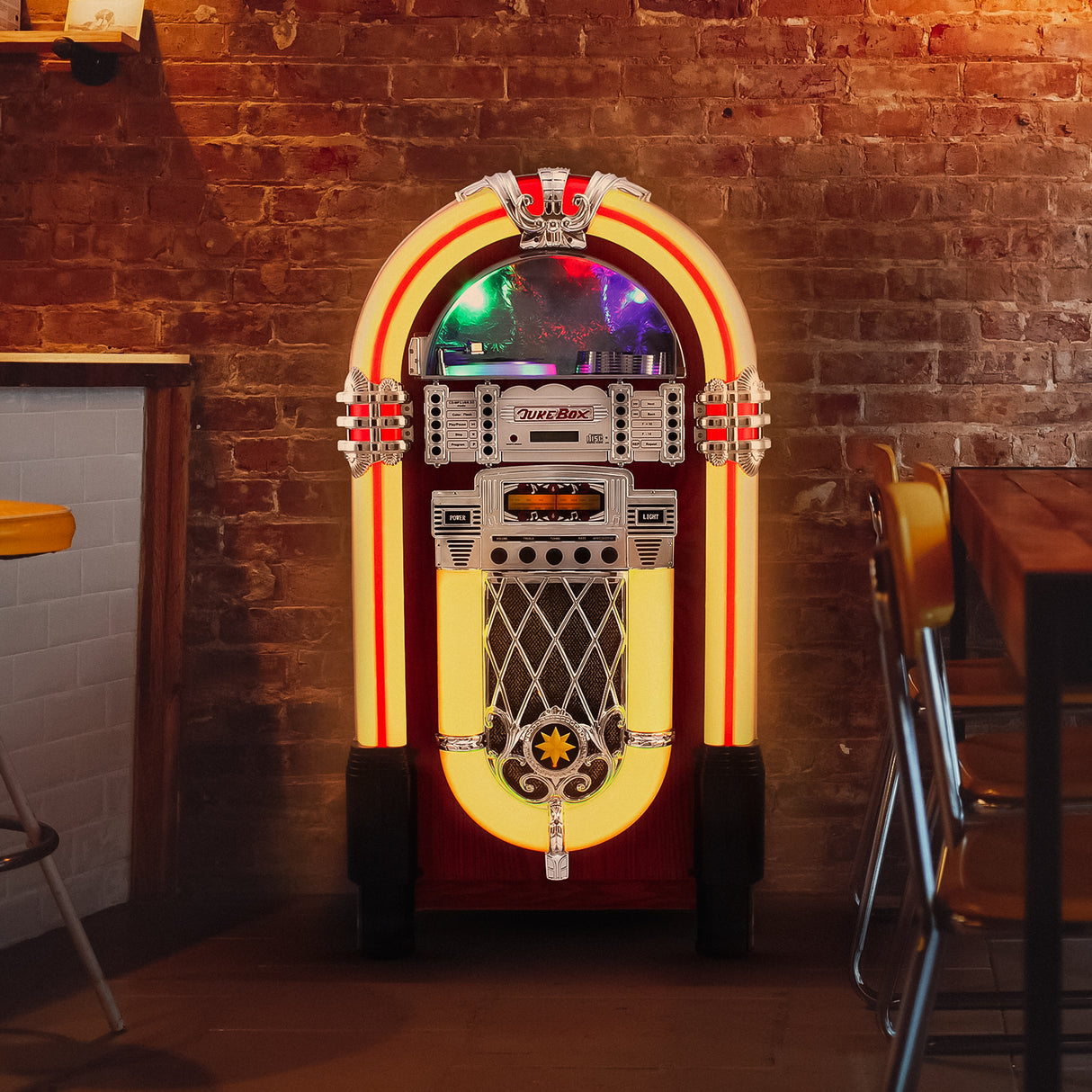 Vitrola Jukebox Retrô com Estojo para 40 CDs