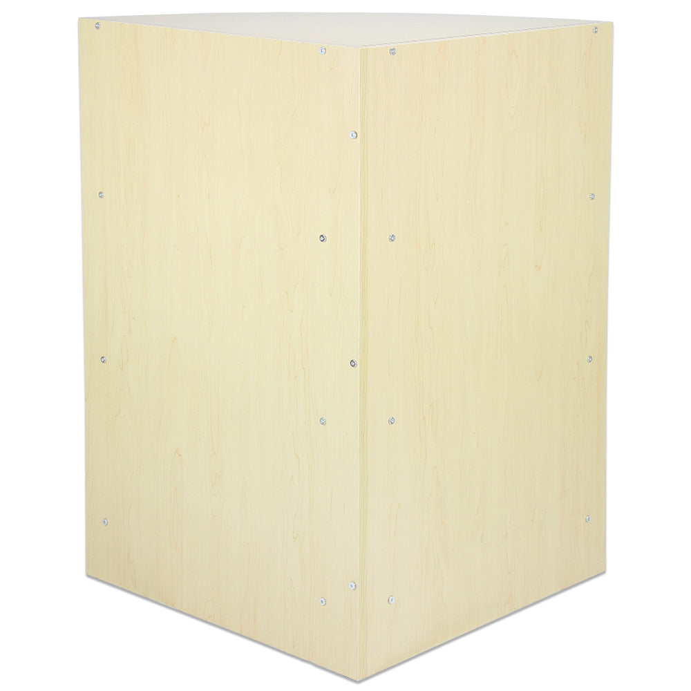 Balcão e expositor de varejo Venus Maple em tom claro de madeira, com acabamento liso e detalhes em metal prateado, ideal para lojas