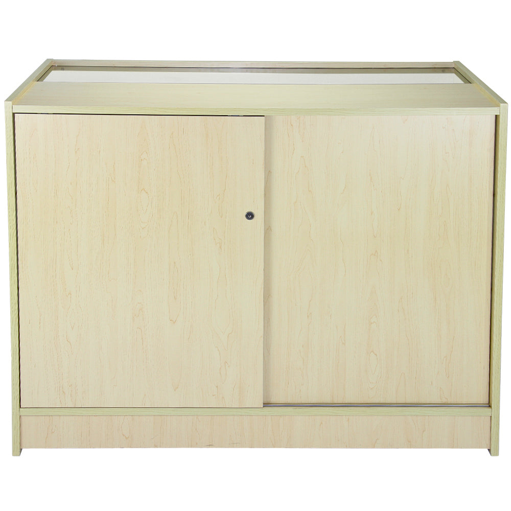 Expositor comercial K1200 em madeira de cor bordo