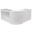 Balcão de atendimento Draco A1200, C1200, CM60 em branco brilhante, com design moderno e acabamento liso, ideal para lojas