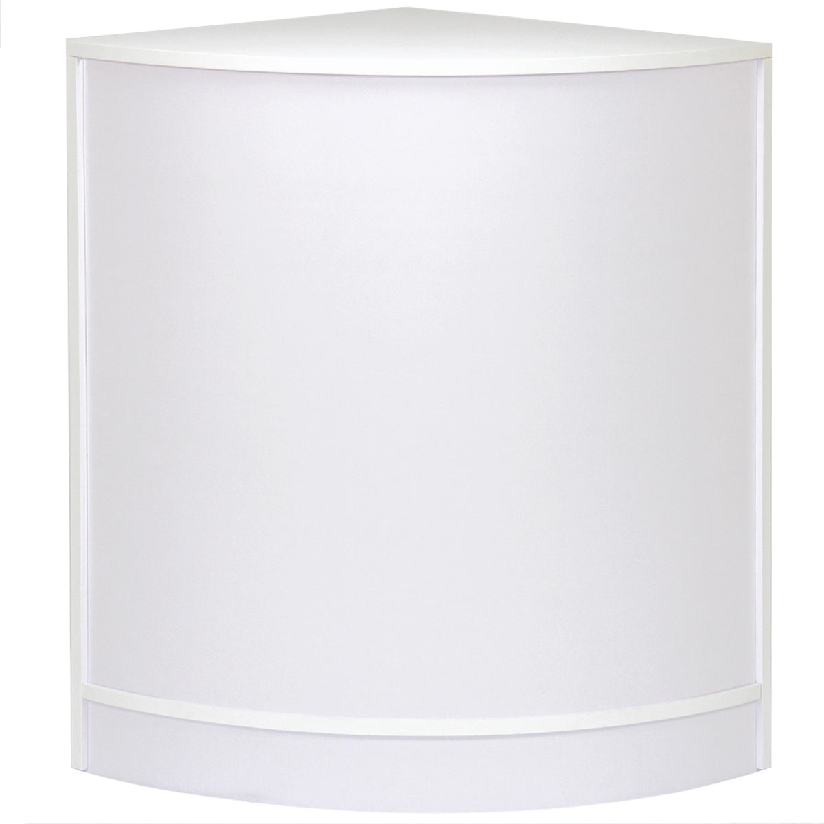 Expositor comercial de canto curvado CM60 em MDF e acabamento branco