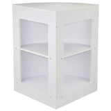 Expositor comercial de canto curvado CM60 em MDF e acabamento branco