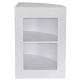 Expositor comercial de canto curvado CM60 em MDF e acabamento branco