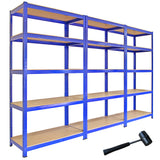 3 prateleiras de metal azul T-Rax 90x45x180cm sem parafusos Capacidade de peso 280kg por prateleira Armazenamento de ferramentas Oficina de armazenamento Garagem Galpão Estantes de metal industrial