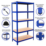 Estante Industrial T-Rax em Aço Sem Parafusos Azul 90cm de Largura