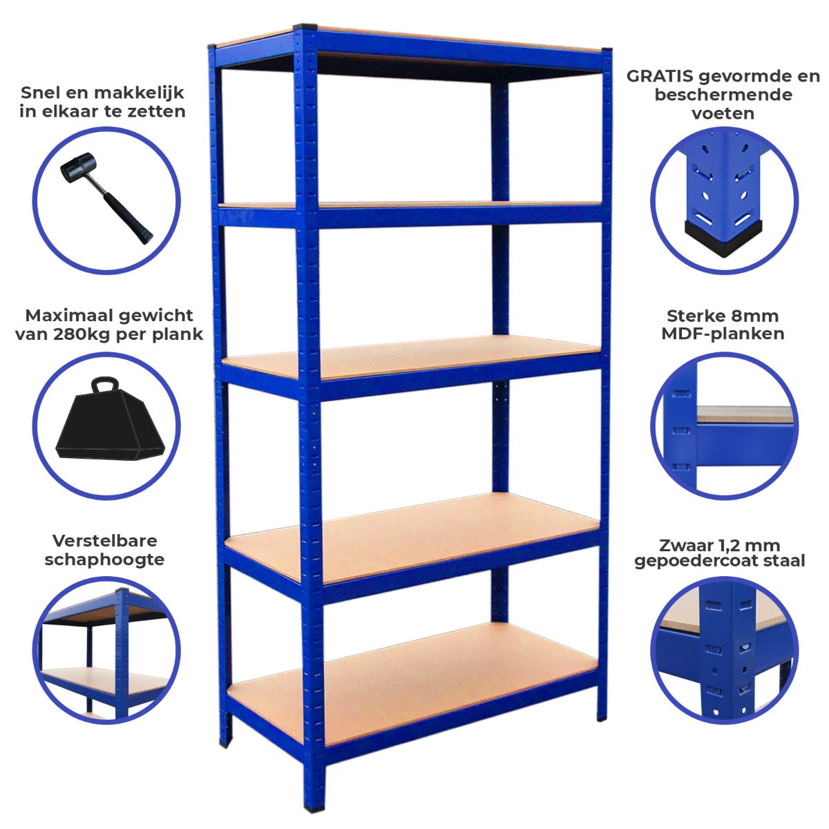 Estante Industrial T-Rax em Aço Sem Parafusos Azul 90cm de Largura