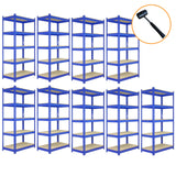 9 unidades de prateleiras metálicas azuis T-Rax, 90 cm x 45 cm x 180 cm