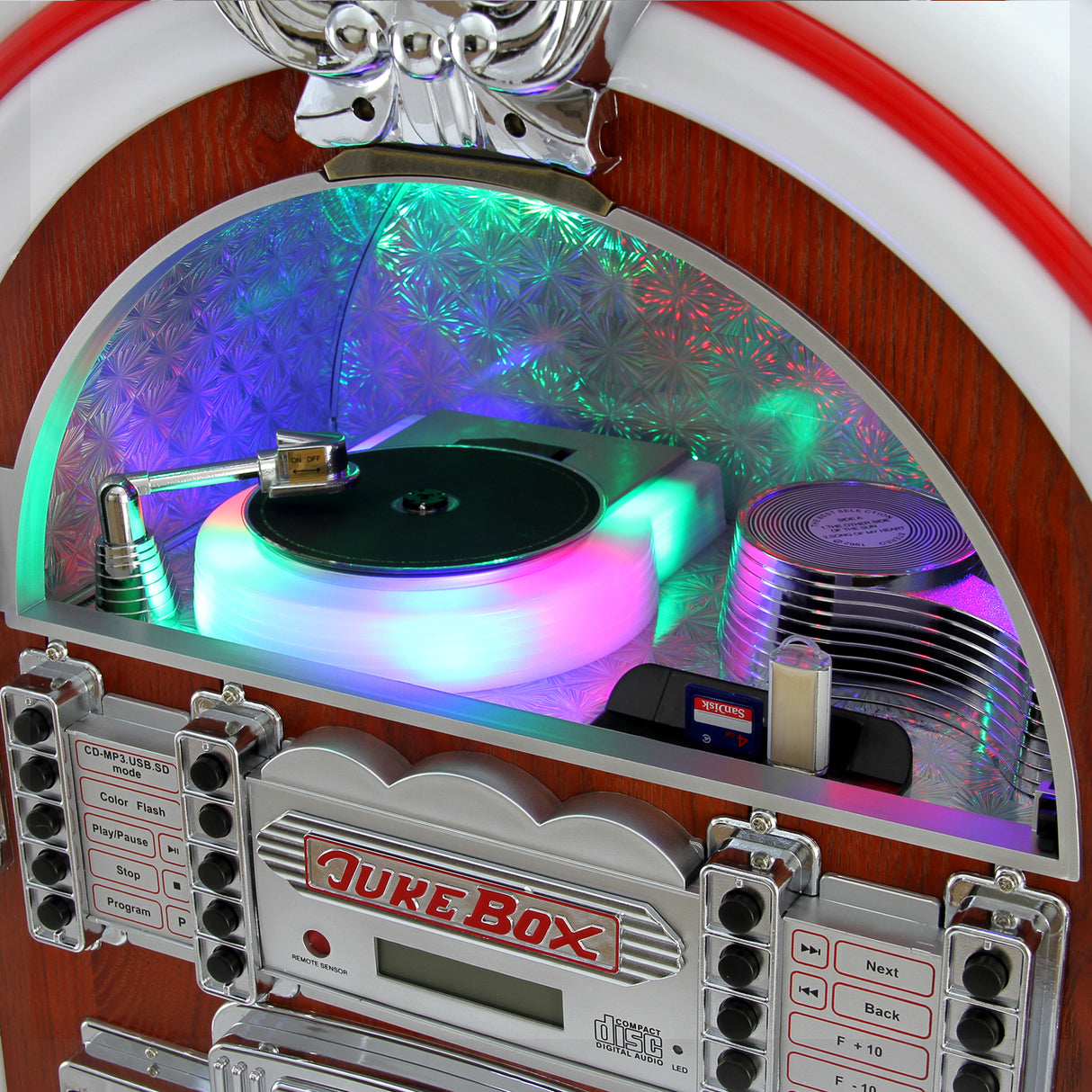 Vitrola Jukebox Retrô com Estojo para 40 CDs