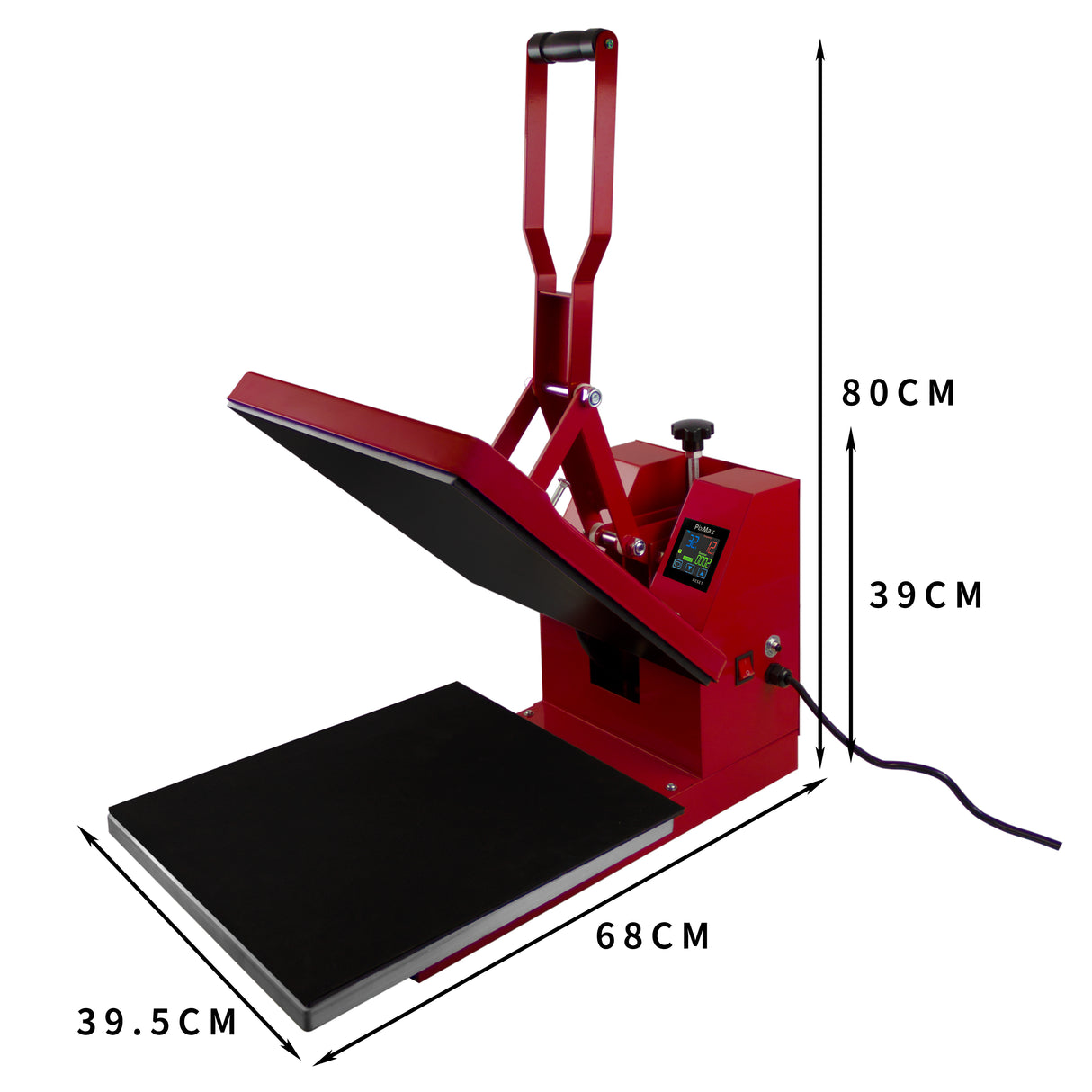 Prensa Térmica para Sublimação de Camisetas PixMax, 38 cm x 38 cm, Modelo Clam, Vermelha