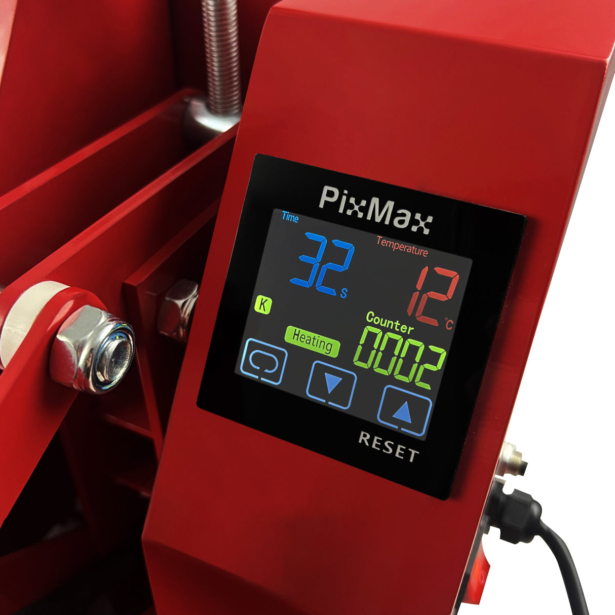Prensa Térmica para Sublimação de Camisetas PixMax, 38 cm x 38 cm, Modelo Clam, Vermelha