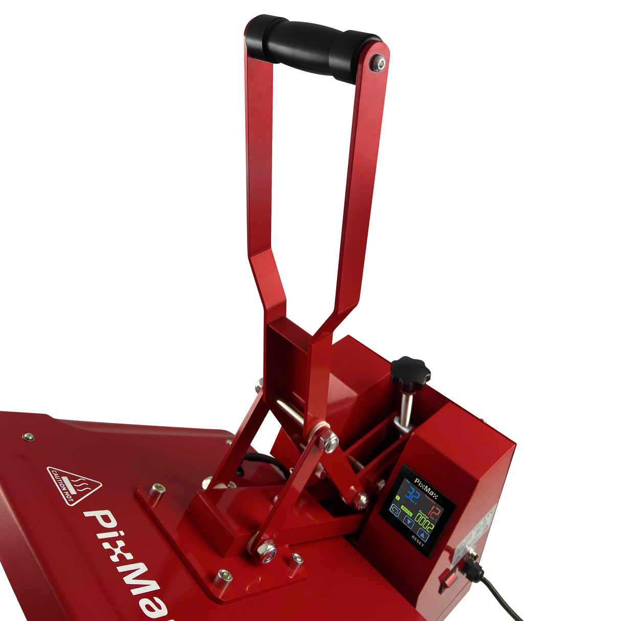 Prensa Térmica para Sublimação de Camisetas PixMax, 38 cm x 38 cm, Modelo Clam, Vermelha
