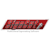 Logotipo da SignCut em vermelho e cinza, destacando "Professional Signmaking Software" com um ícone de ferramenta ao lado