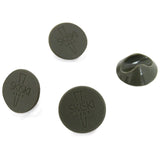 Protetores de pés de mesa cinzentos, em formato circular, com textura lisa e diâmetro de 10 mm, ideais para proteção de superfícies