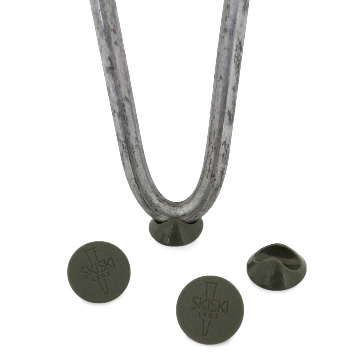 Protetores de pés de mesa cinzentos de 10 mm, com formato circular e textura antiderrapante, ideais para proteger superfícies
