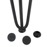 Protetores de pés de mesa pretos de 12 mm, com design circular e textura lisa, ideais para proteger superfícies e evitar arranhões