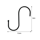 Ganchos de aço em formato de S para pendurar - Preto (8 unidades)