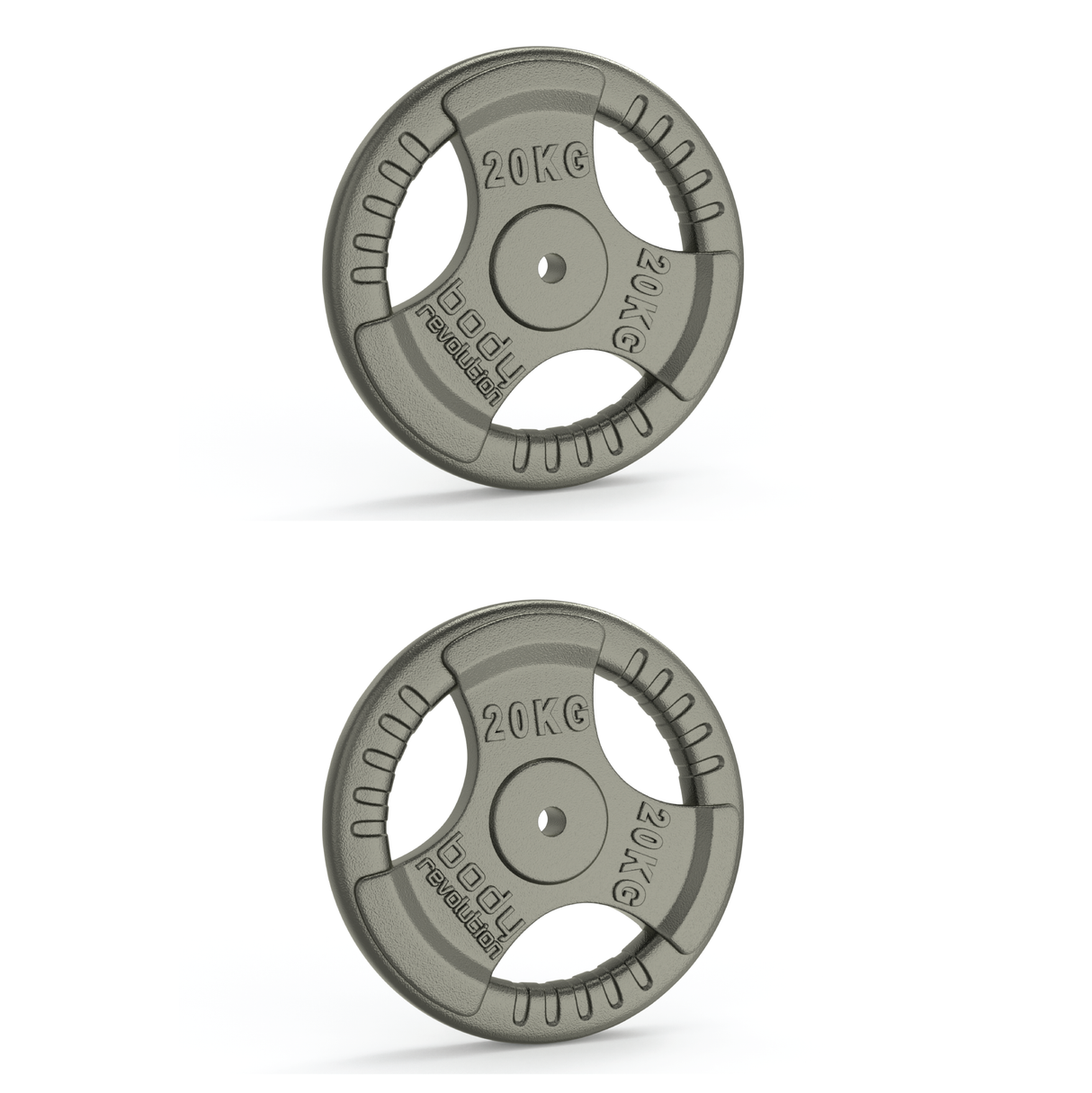 2x Discos de Peso 20kg em Ferro Fundido – Tri-Grip Padrão 1”