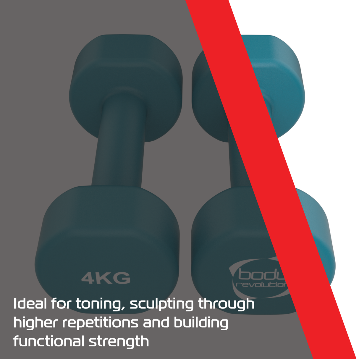 Halteres de neoprene azul de 4 kg, com formato ergonômico e textura antiderrapante, perfeitos para tonificação e fortalecimento muscular