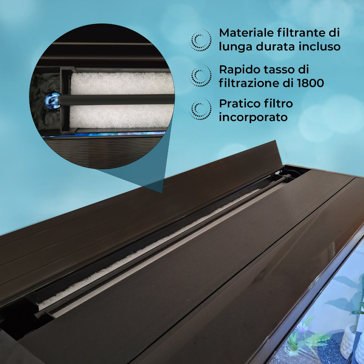 Aquá rio 300L com Móveis Pretos, Acessórios e Cascalho Azul