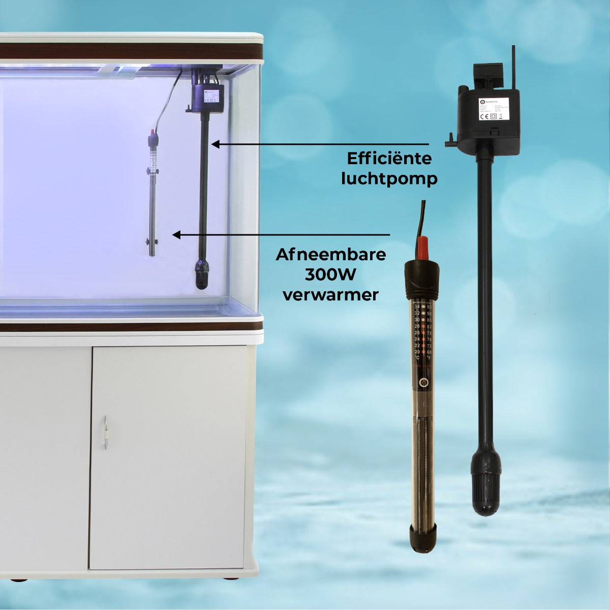 Aquá rio 300L com Móveis Brancos, Acessórios e Cascalho Azul