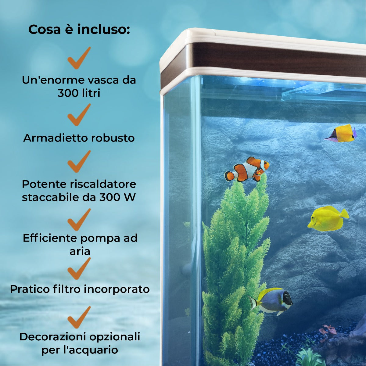 Aquá rio 300L com Móveis Brancos, Acessórios e Cascalho Natural