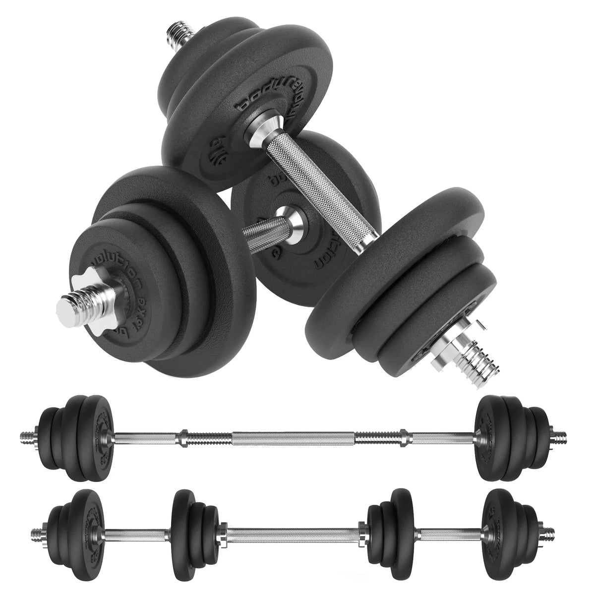 Conjunto de Halteres Ajustáveis em Ferro Fundido 50 kg