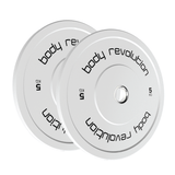 Conjunto de anilhas olímpicas coloridas de 150 kg da Body Revolution, com design moderno e acabamento emborrachado para melhor aderência