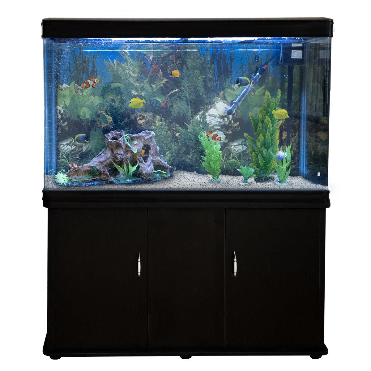 Aquá rio 300L com Móveis Pretos, Acessórios e Cascalho Branco