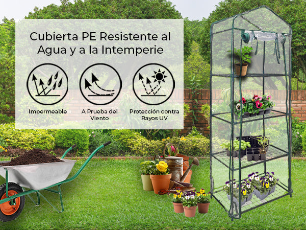 Estufa 4 camadas com tampa de PVC pequenas prateleiras de plá stico para cultivo de casa e jardim externo