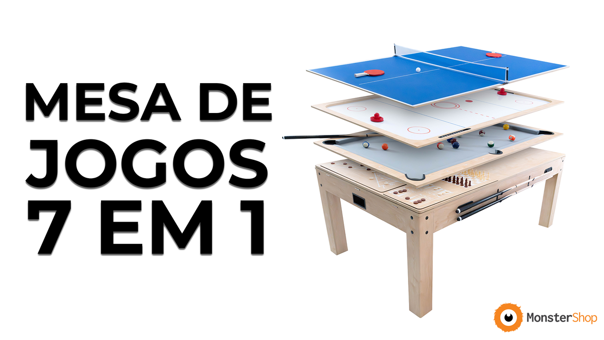Mesa de Jogos 7 em 1 – Cinza