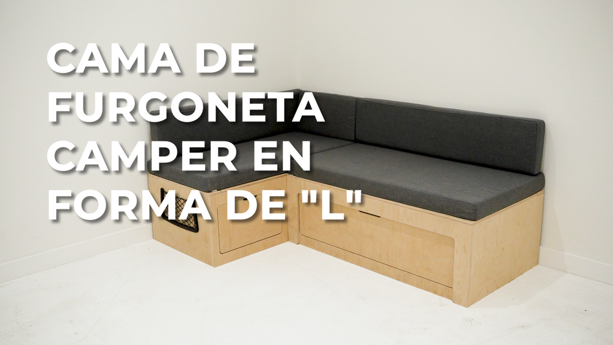 Sofá-Cama em forma de L para Furgoneta/ Camper/ Autocaravana