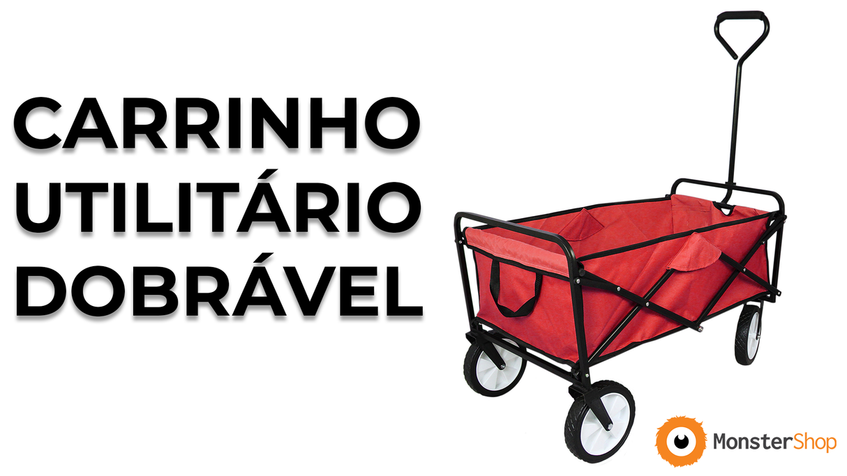Carrinho Dobrável Todo-o-Terreno para Praia e Festivais Vermelho